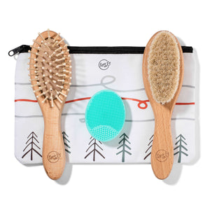 Baby / Toddler Hair Brush Set With Soft Hairbrush, Hard Bristle Brush & Cradle Cap Brush - Lane & Co