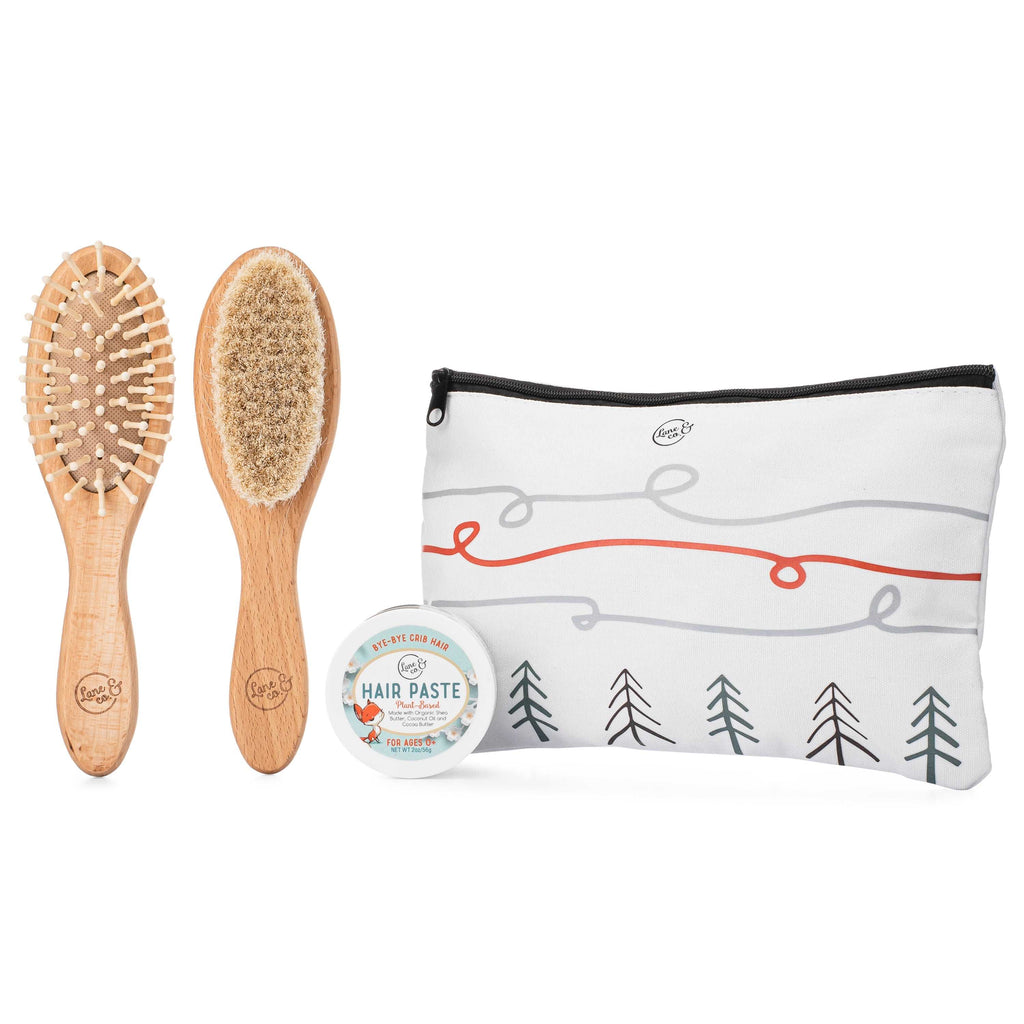 Baby / Toddler Hairstyling Set With Soft Bristle Hairbrush, Hard Bristle Hair Brush & Hair Paste - Lane & Co