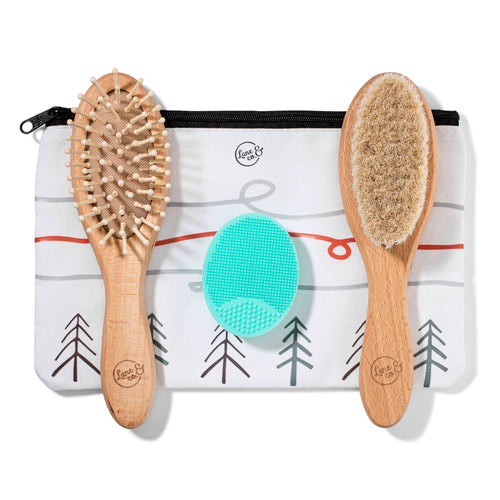 Baby / Toddler Hair Brush Set With Soft Hairbrush, Hard Bristle Brush & Cradle Cap Brush - Lane & Co