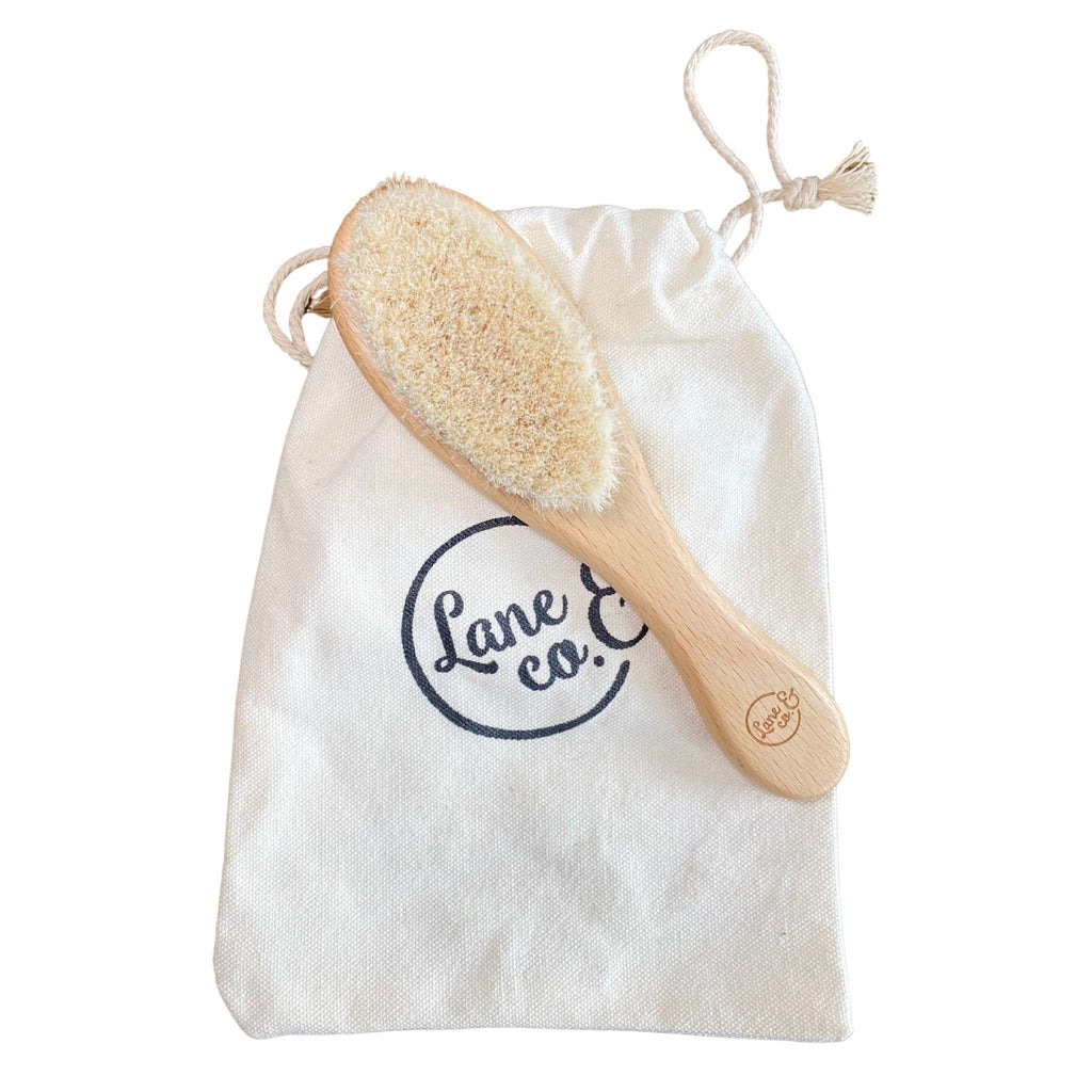 Natural Bristle Wooden Hairbrush for Newborn, Baby and Toddler - Lane & Co