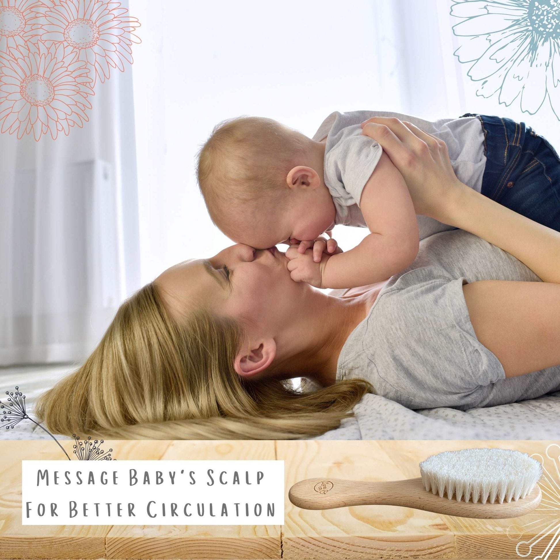 Natural Bristle Wooden Hairbrush for Newborn, Baby and Toddler - Lane & Co